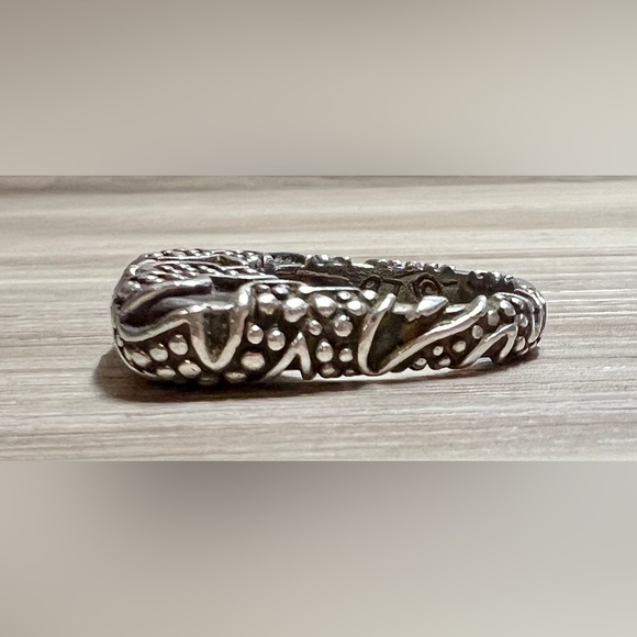 Vintage Designer Dian Malouf Sterling Silver Tall Tribal Stack Ring, Size 6.5 - Picture 4 of 13